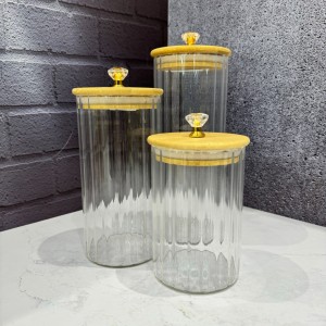 ست سه عددی بانکه پیرکس درب الماسی شیاردار استند دار