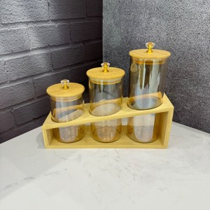 ست سه عددی بانکه پیرکس درب الماسی شامپاینی استند دار