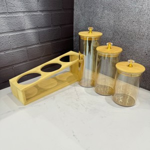 ست سه عددی بانکه پیرکس درب الماسی شامپاینی استند دار