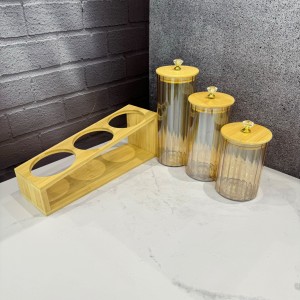 ست سه عددی بانکه استوانه ای پیرکس شامپاینی شیاردار استند دار