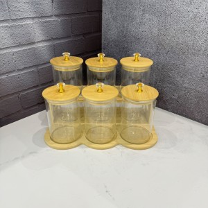 ست شش عددی بانکه پیرکس درب الماسی همراه با استند بامبو