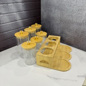 ست شش عددی بانکه پیرکس درب الماسی همراه با استند بامبو