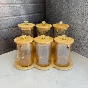 ست شش عددی بانکه پیرکس شامپاینی همراه با استند بامبو