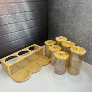 ست شش عددی بانکه پیرکس شامپاینی همراه با استند بامبو