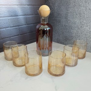 ست پارچ و لیوان پیرکس 7 پارچه گلو باریک درب توپی شامپاینی