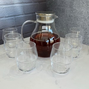 ست پارچ و لیوان پیرکس 7 پارچه درب استیل