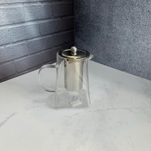 قوری پیرکس درب استیل صافی دار کف مربعی