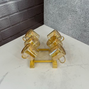 ست قوری و استکان پیرکس درب الماسی لوزی شامپاینی