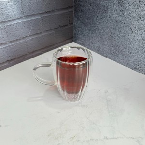 لیوان پیرکس دوجداره شیاردار 350 میل