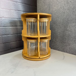 ست پاسماوری پیرکس همراه با استند دو طبقه چرخشی بامبو