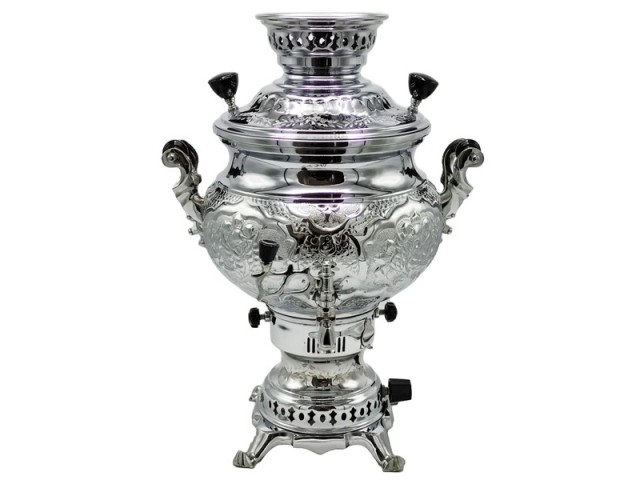 سماور گازی شاهکار مدل مهدیس قلمزده گل و مرغ 6 لیتری