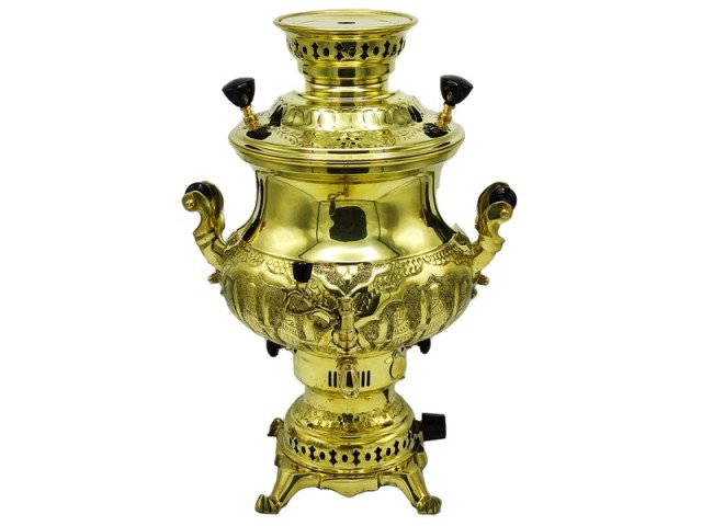 سماور گازی شاهکار مدل پارسیان قلمزده زرد 6 لیتری