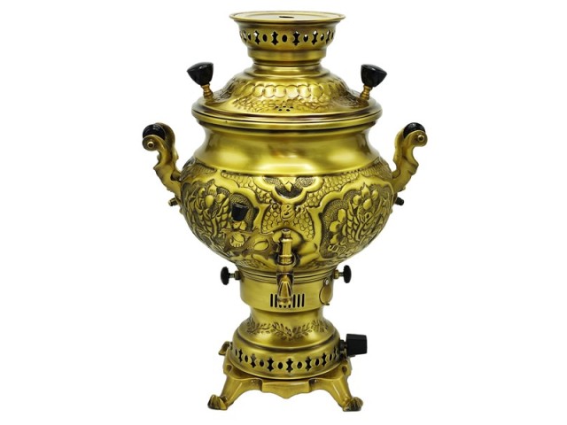 سماور گازی شاهکار مدل مهدیس قلمزده گل و مرغ آنتیک 6 لیتری