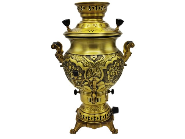 سماور گازی شاهکار مدل پانیذ قلمزده گل آنتیک 7 لیتری