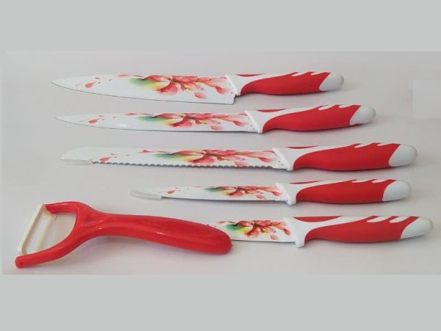 ست چاقو گلدار  6 تایی   KITCHEN KNIFE