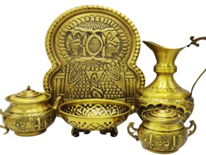 سرویس سماور 5 پارچه شاهکار مدل گل آنتیک