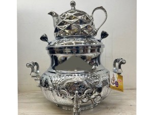 سماور گازی ماهان مدل سه کاره قلمکاری ظرفیت 7 لیتر
