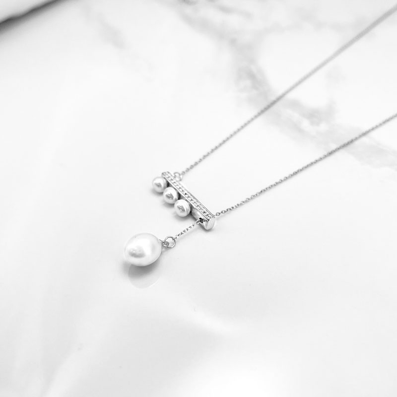 گردنبند نقره  زنانه مدل مروارید پرورشی