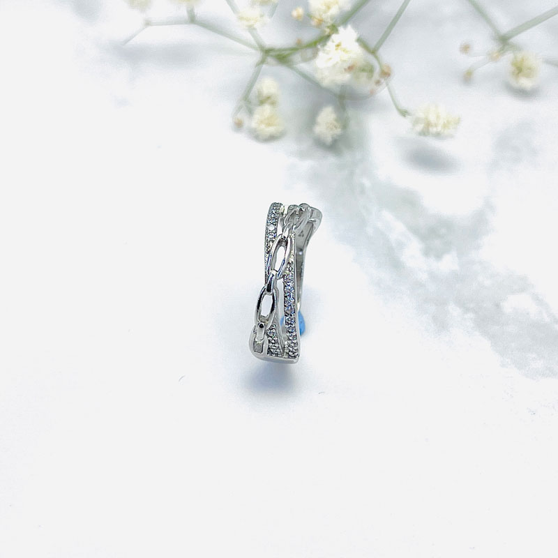 انگشتر نقره زنانه مدل زنجیری دیپلمات