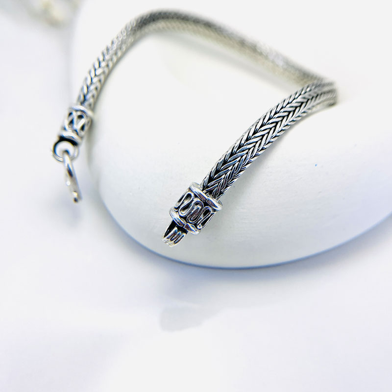 دستبند نقره مردانه مدل بافت میرو