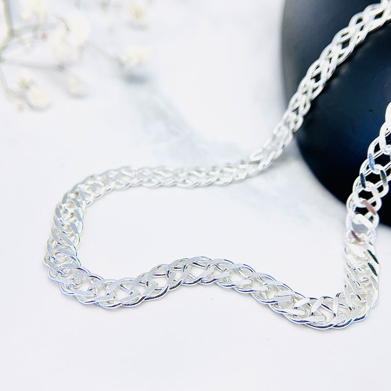 زنجیر نقره مردانه کارتیه مدل شش پر