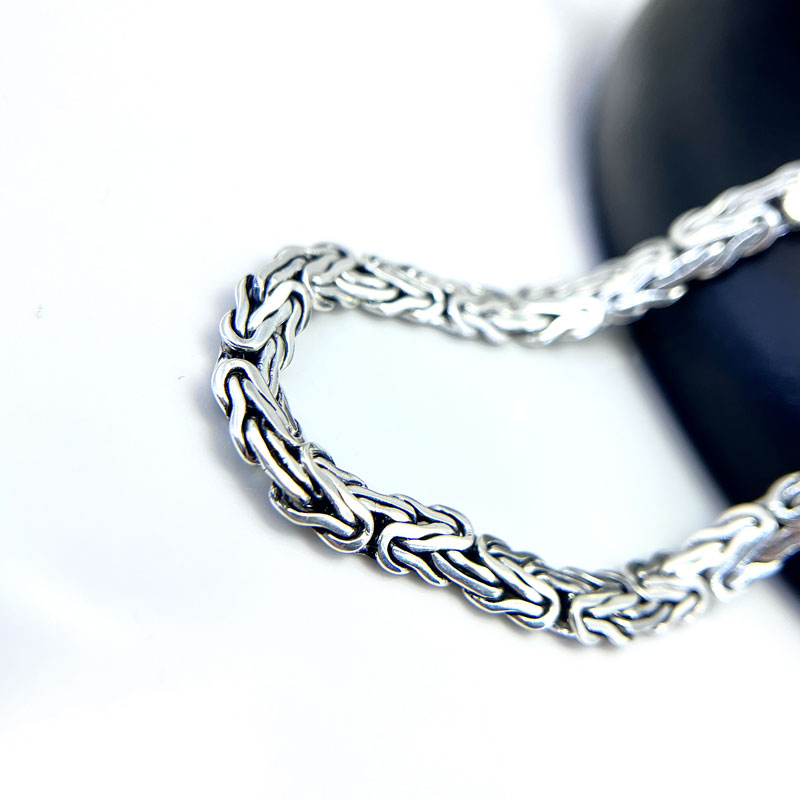 زنجیر نقره مردانه مدل کرال ضخیم تخت
