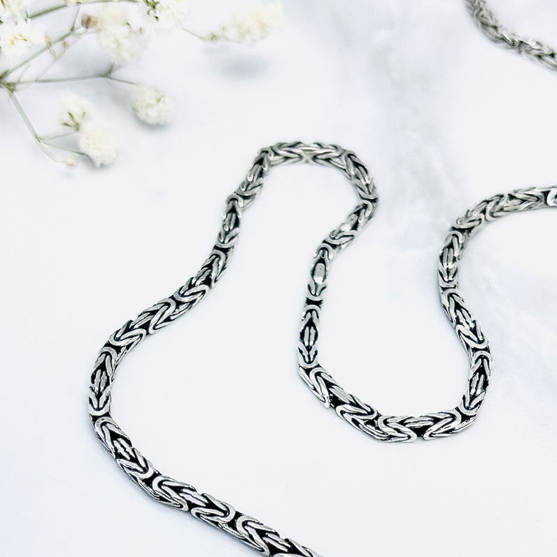 زنجیر نقره مردانه مدل کرال بافت سه بعدی