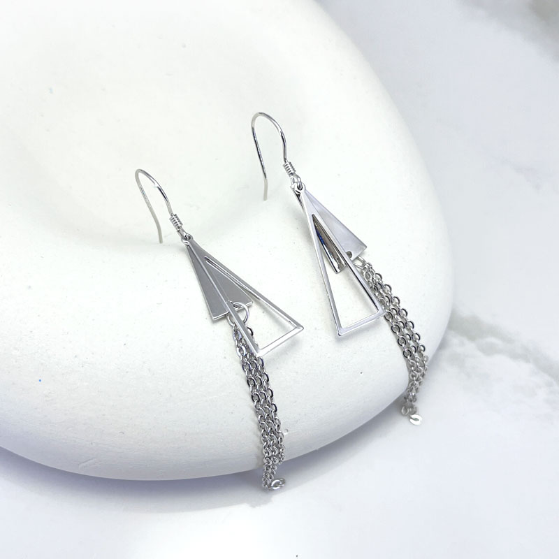 گوشواره نقره زنانه مدل آویز مثلث