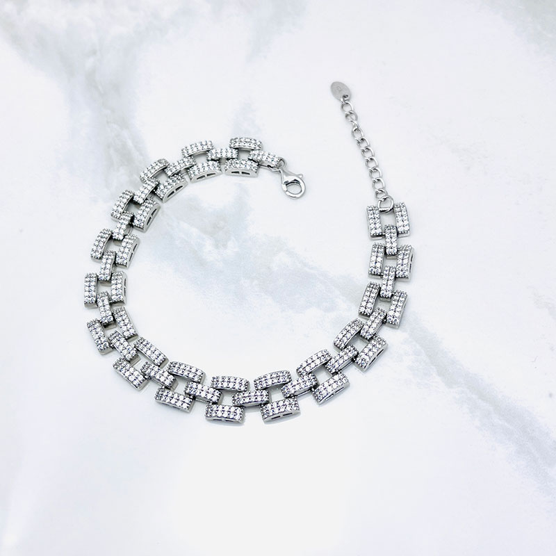 دستبند نقره زنانه ایتالیایی مدل رولکس کشیده