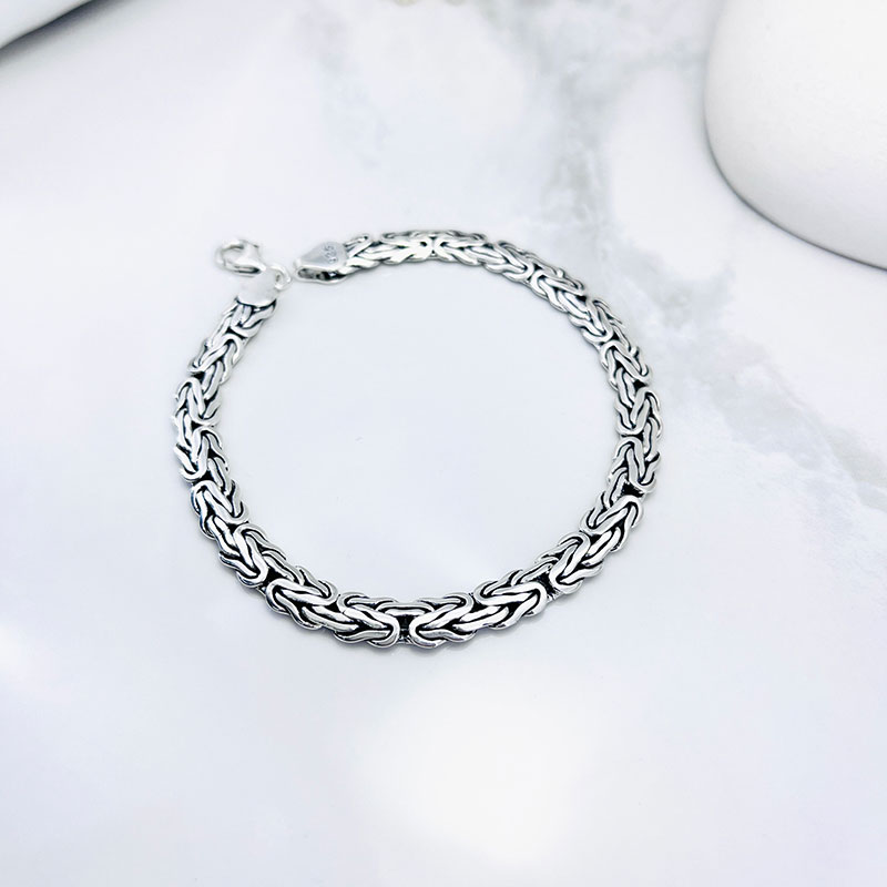 دستبند نقره مردانه مدل کرال تخت