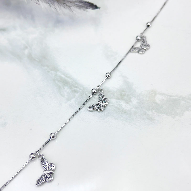 پابند نقره زنانه مدل پروانه