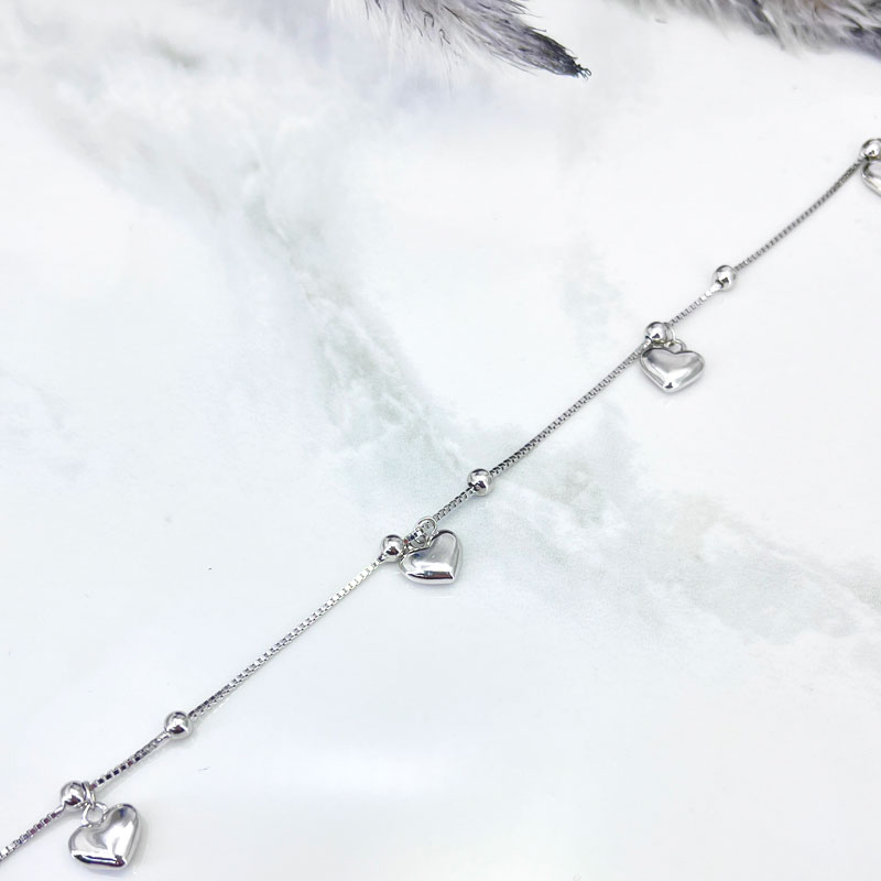 پابند نقره زنانه مدل گوی و قلب