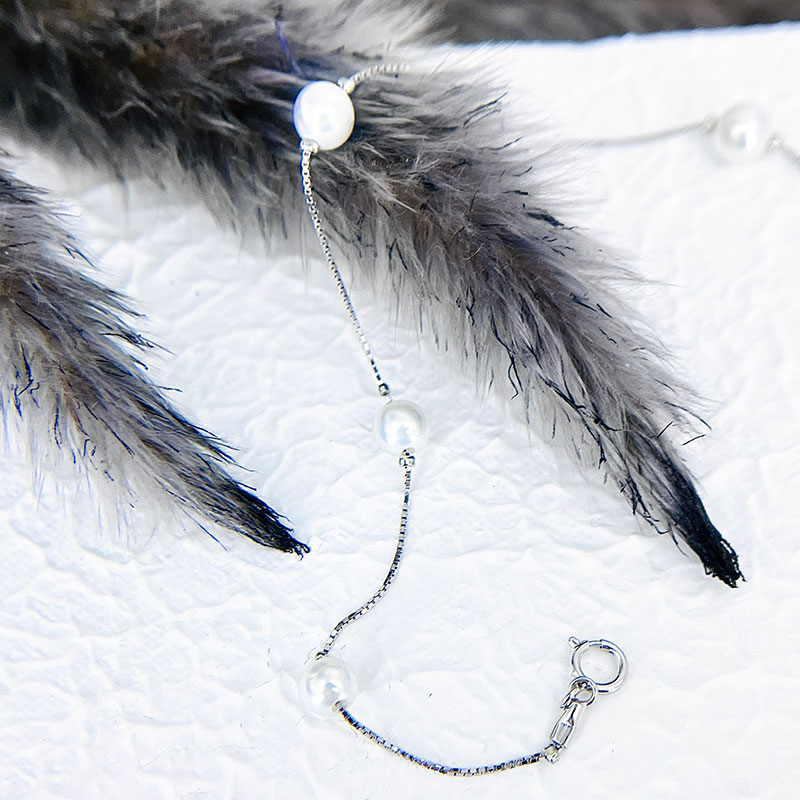 دستبند نقره زنانه مدل مروارید تک ردیف