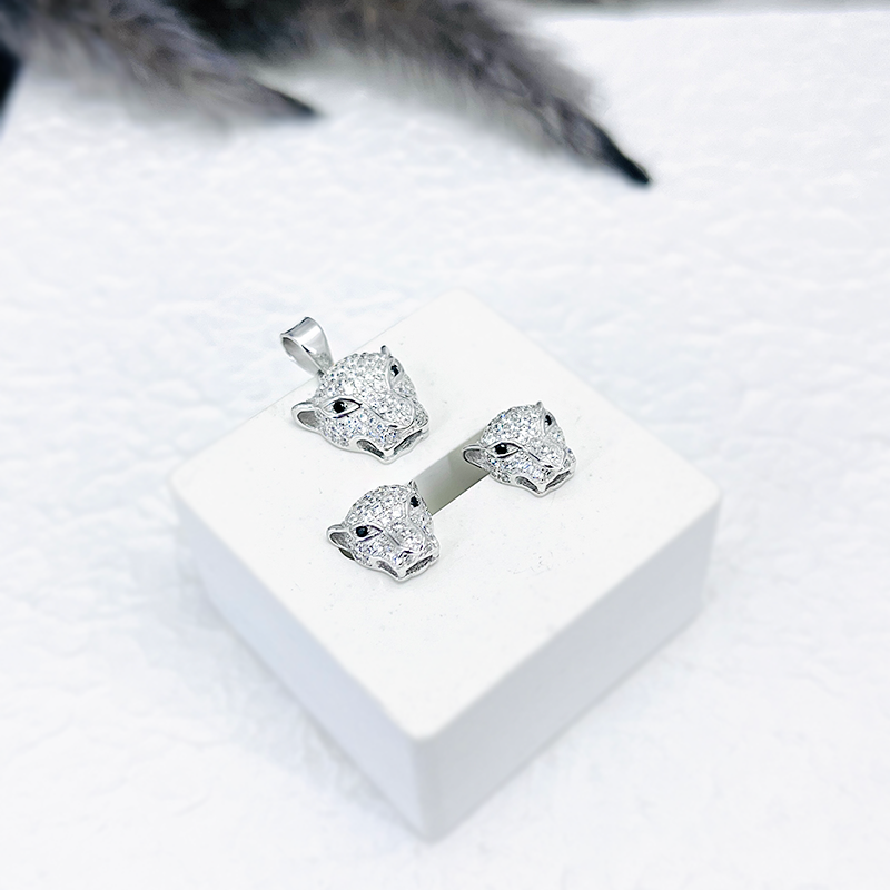 نیم ست نقره  طرح تایگر و ببر