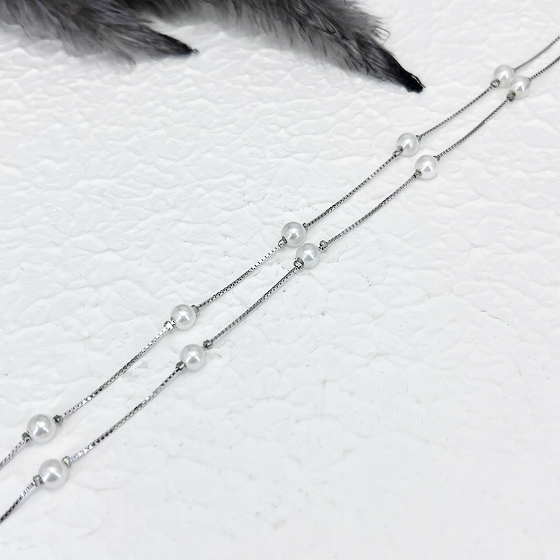 گردنبند نقره مروارید زنانه مدل تک لاین