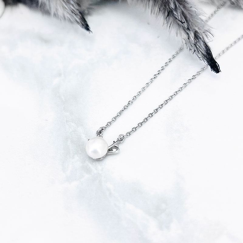 گردنبند نقره زنانه مدل مروارید پرورشی