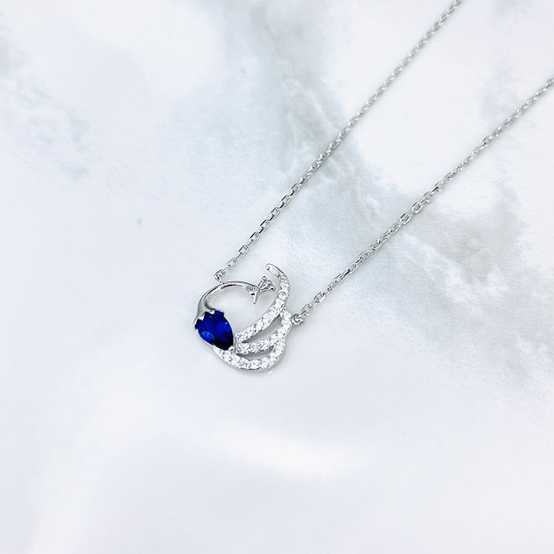 گردنبند نقره زنانه مدل قو نگین آبی