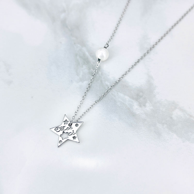 گردنبند نقره زنانه مدل ستاره و مروارید