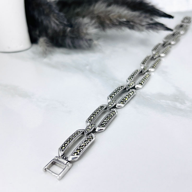 دستبند نقره زنانه مدل مارگازیت تایلندی