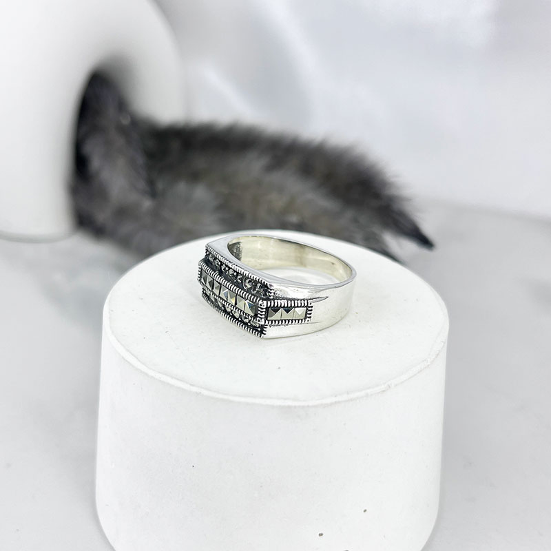 انگشتر نقره مردانه مدل ترک طرح حلقه