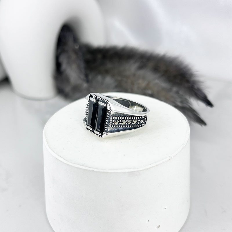 انگشتر نقره مردانه اسپرت ترک نگین دار