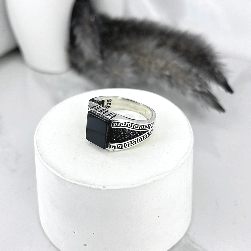 انگشتر نقره مردانه اسپرت عقیق مربع