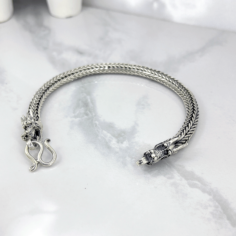 دستبند نقره مردانه مدل تایلندی اژدها
