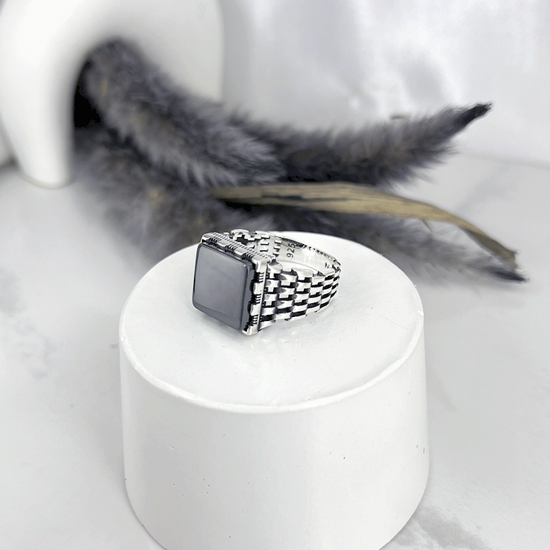 انگشتر نقره مردانه مدل مربع