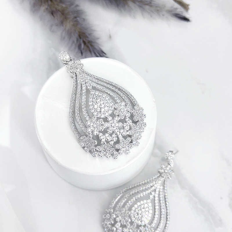 گوشواره نقره زنانه مدل مجلسی اشک