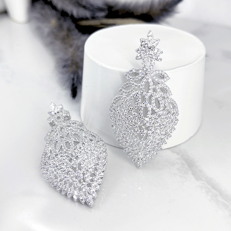 گوشواره نقره زنانه مجلسی مدل کشیده