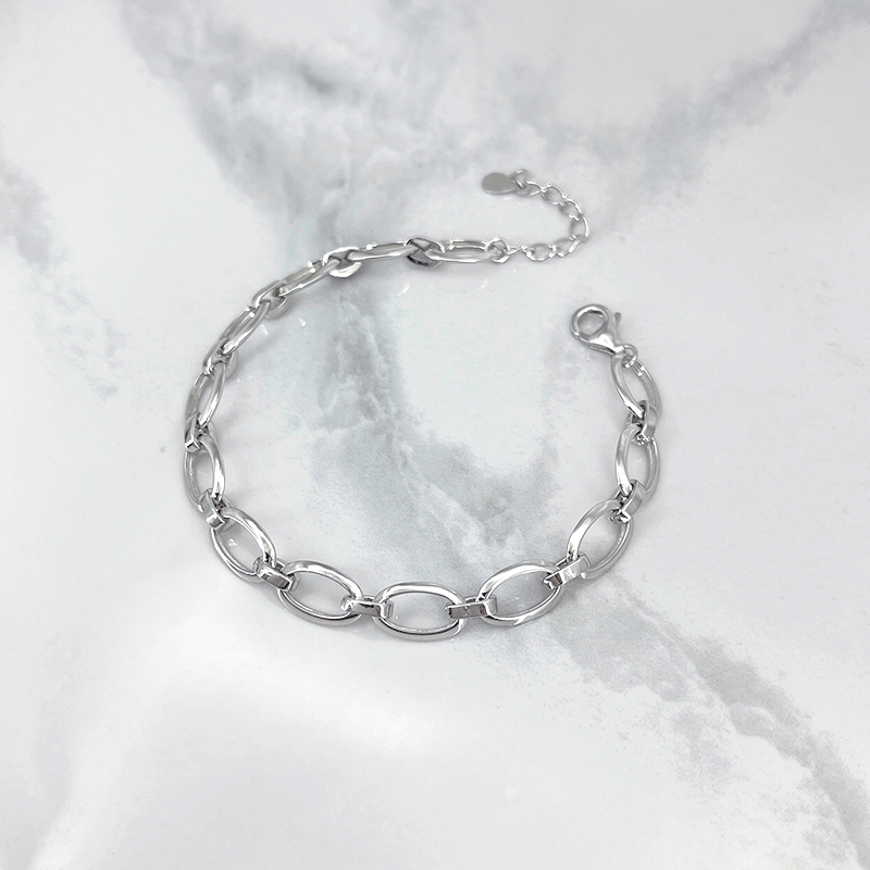 دستبند نقره زنانه مدل آینه‌ای ایتالیایی