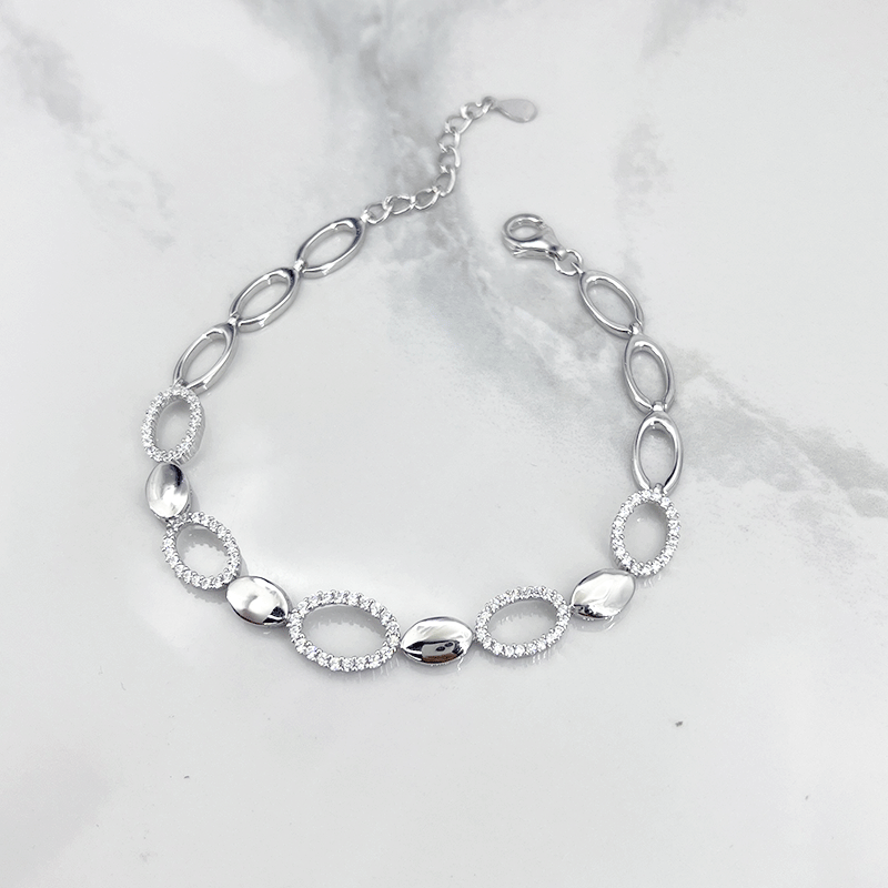 دستبند نقره زنانه مدل بیضی ایتالیایی