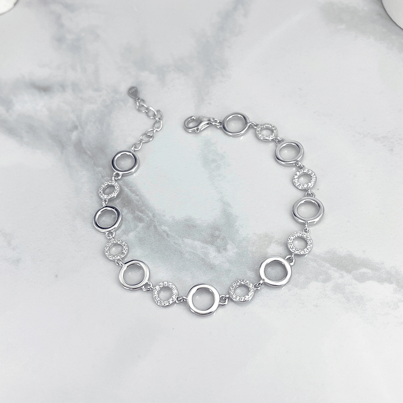 دستبند نقره زنانه مدل ایتالیایی دایره