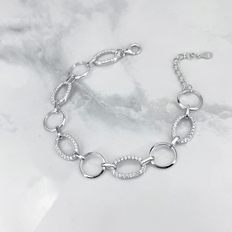 دستبند نقره زنانه مدل ایتالیایی تلفیقی